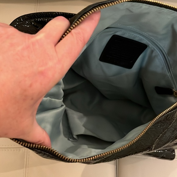 COACH KRISTIN Black Patent Leather Hobo Shoulder Bag Handbag Purse 16013. - Picture 9 of 9